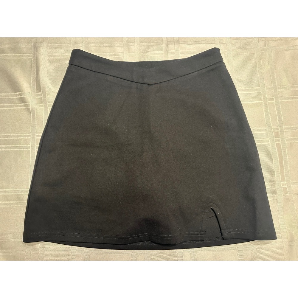 Princess Polly Skort Women 4 Black Mini Skirt Front Slit Built-in Shorts Solid